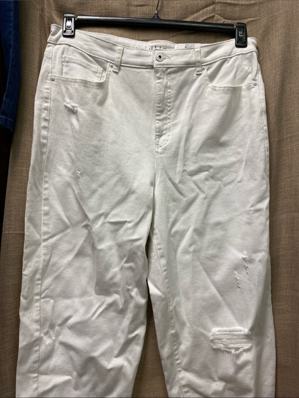 Style & Co. women’s White Relaxed Jeans with Distressed Accents